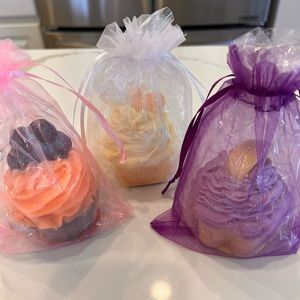 Whimsical Handmade Cupcake Soaps - Set of 3: Diva/Peppered Orange/Lemon Lavender